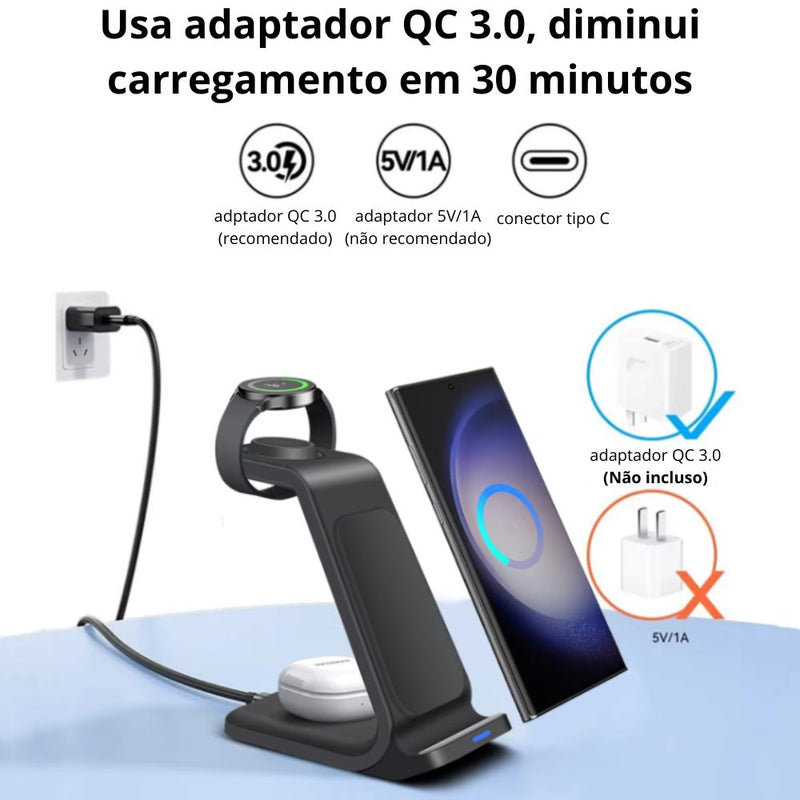 Carregador Smart Hub 3 em 1